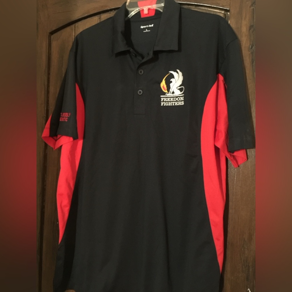 Freedom Fighters Sport-Tek Black Polo with Red Accents L